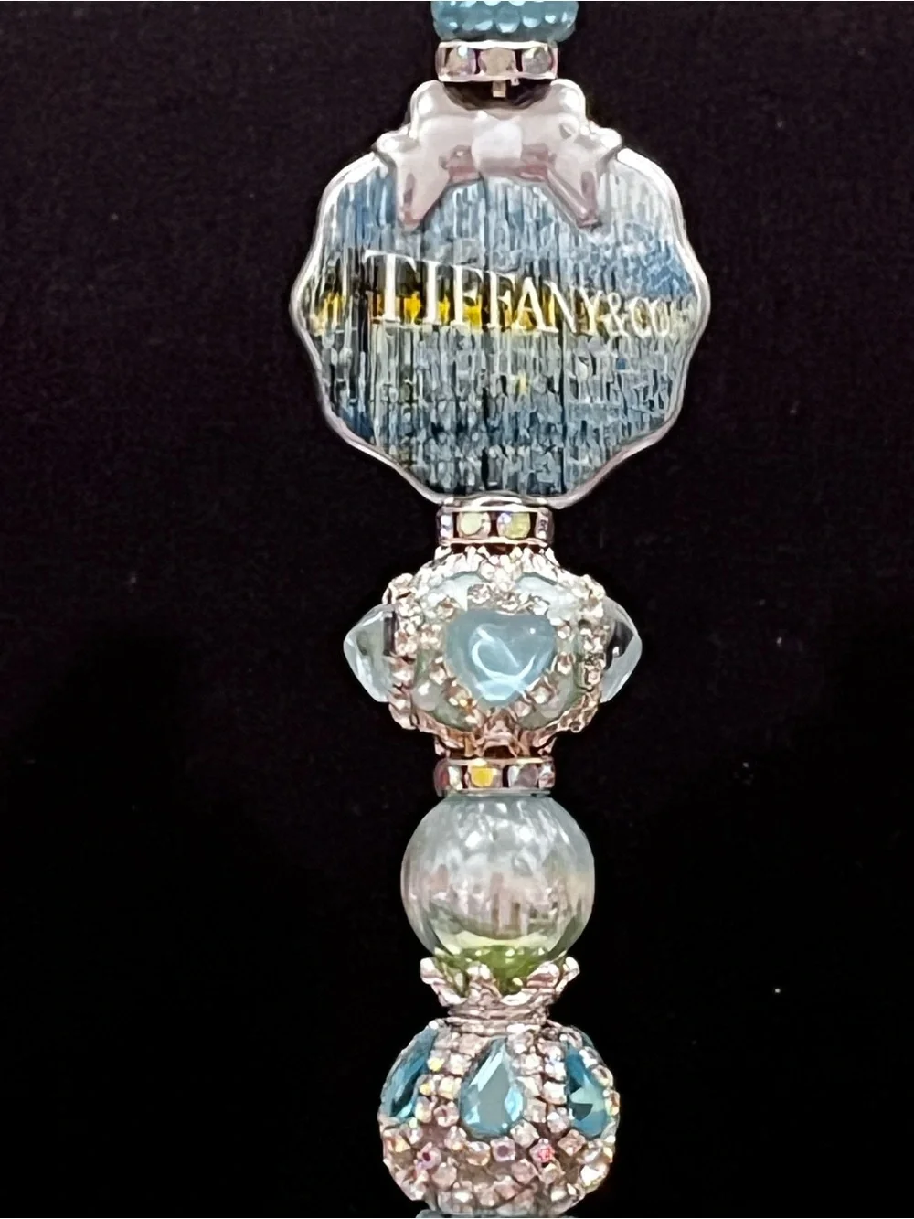 Very rare designer inspired Tiffany blue focal fancy beaded pen
